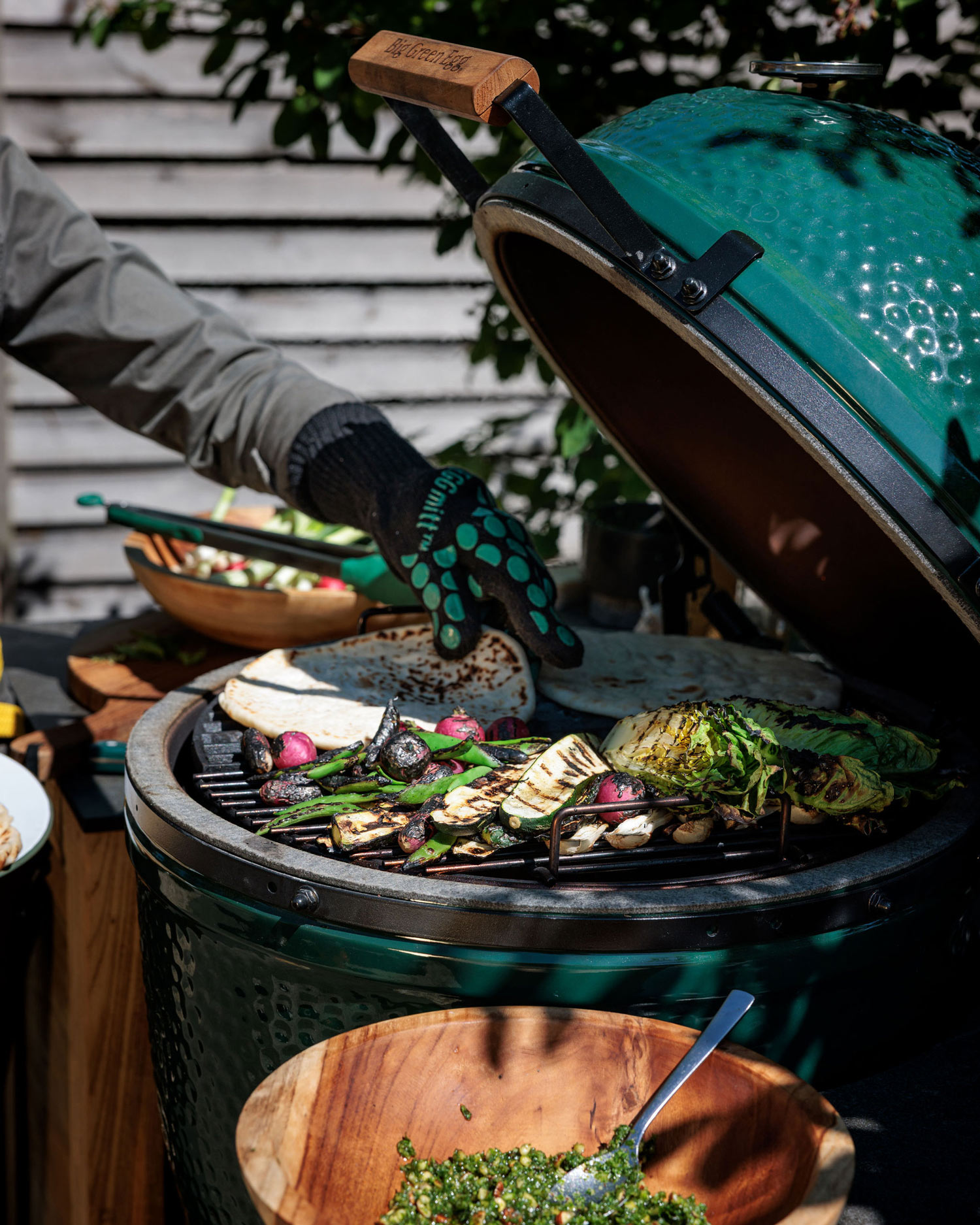 Kale Pesto and Charred Veg Flatbreads | Kathy Slack's Recipes | Vegetarian | Grilling | Big Green Egg | Chelsea Flower Show