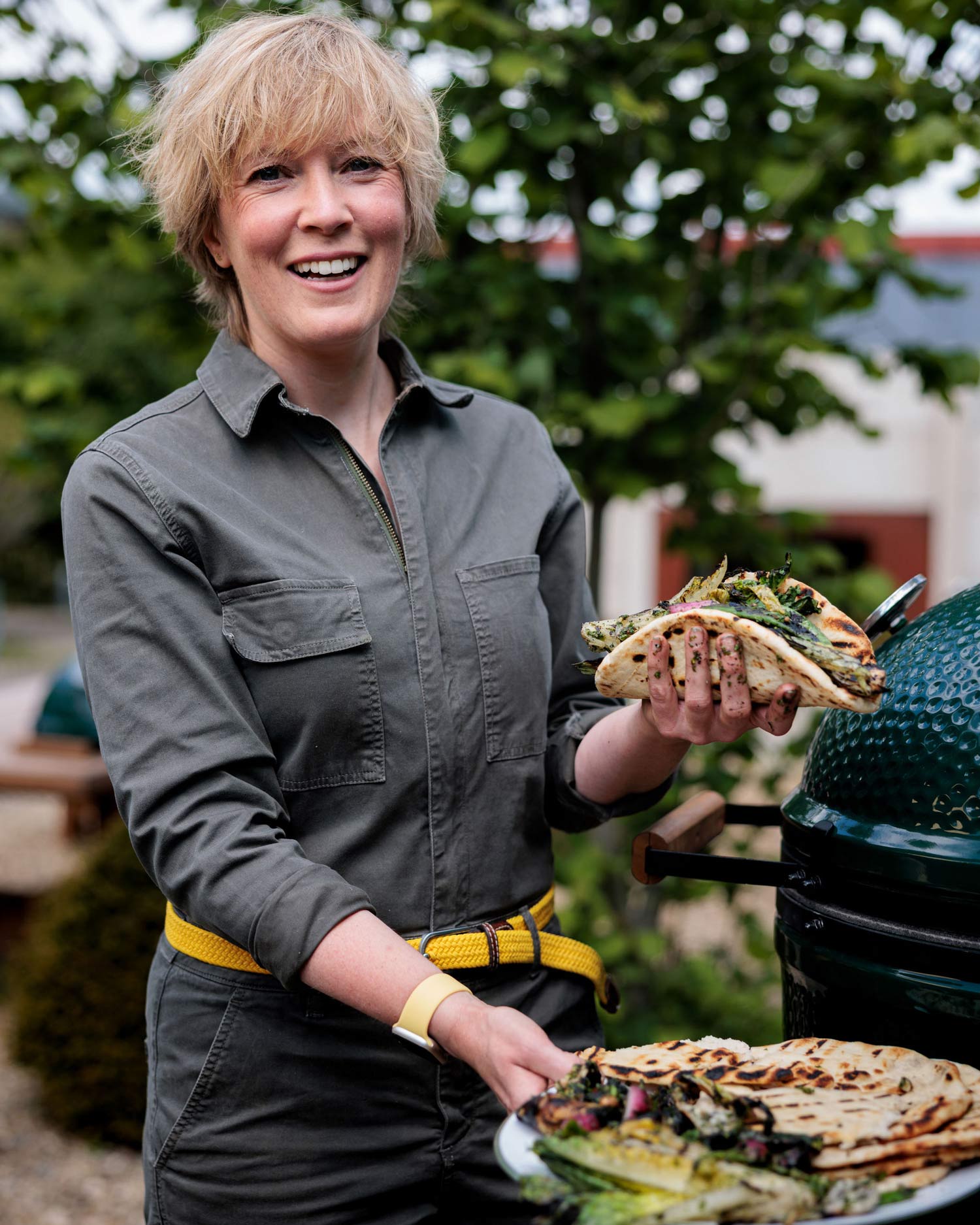 Kale Pesto and Charred Veg Flatbreads | Kathy Slack's Recipes | Vegetarian | Grilling | Big Green Egg | Chelsea Flower Show