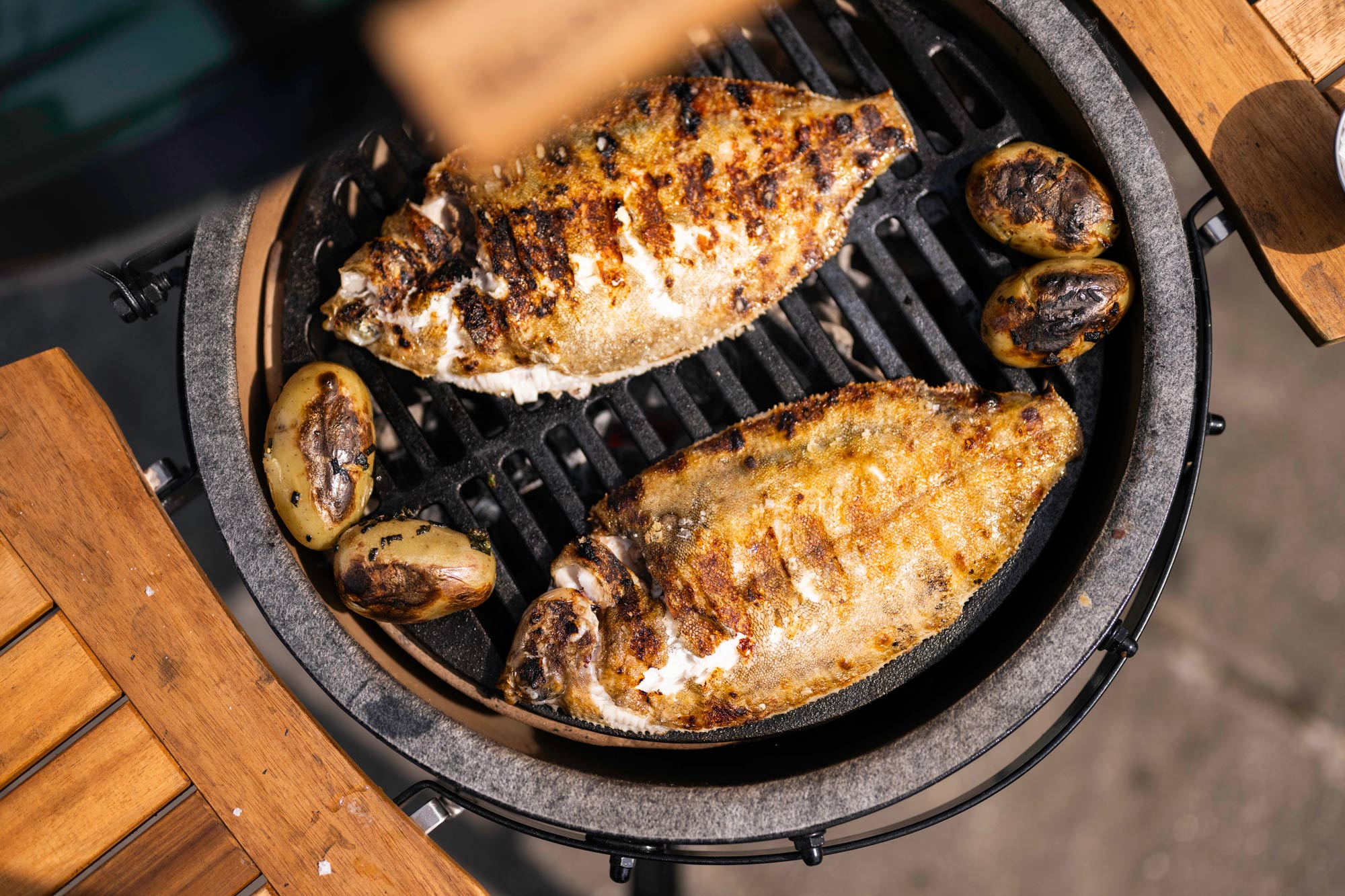 LEMON SOLE WITH SEAWEED ROAST POTATOES | JAck STein | Fish Recipes | Grilling | Big GReen Egg