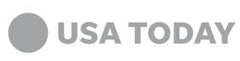 Logo of USA Today, featuring a gray circle alongside the publication's name in uppercase letters with a distinctive blue line under "TODAY".