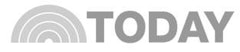 Logo with the word "TODAY" in bold capital letters, featuring a stylized gray image of a sunrise or radio waves to the left, symbolizing a morning broadcast or news theme.