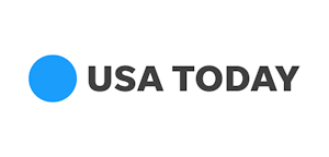 Logo of USA Today displaying its iconic blue dot next to capitalized black letters spelling out 'USA TODAY' on a white background, symbolizing the national newspaper.