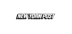Black and white logo of the New York Post with bold, italicized font set against a clean, white background, representing the American daily newspaper.