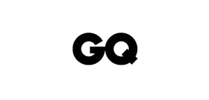 Black and white GQ logo, representing the modern men's fashion and style magazine, centered on a clean white background for branding purposes.