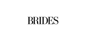Elegant black text spelling "BRIDES" on a clean white background, signifying a focus on wedding-related content or a bridal-themed publication or website.