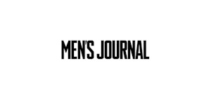 Black text reading "MEN'S JOURNAL" in bold, capital letters centered on a white background, exemplifying simplicity and clear branding for a magazine or publication.