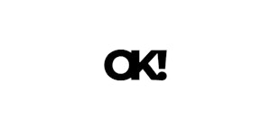 Black text on a white background spelling "OK!" with an exclamation point, featuring a bold, stylized design with a playful, dynamic twist on the letter "K".