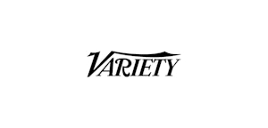 Variety magazine logo in bold, stylized black font on a clean white background, symbolizing the respected entertainment industry publication.