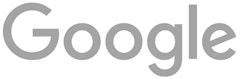 Gray-scale logo of Google showcasing its simple and recognizable typeface, ideal for SEO branding and marketing materials.