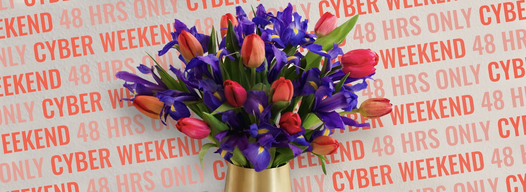Vibrant bouquet of tulips and irises, perfect for a seasonal celebration or special event.