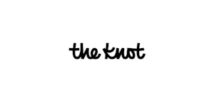 Black cursive "the knot" logo centered on a plain white background, representing a minimalist design for a brand or company identity.