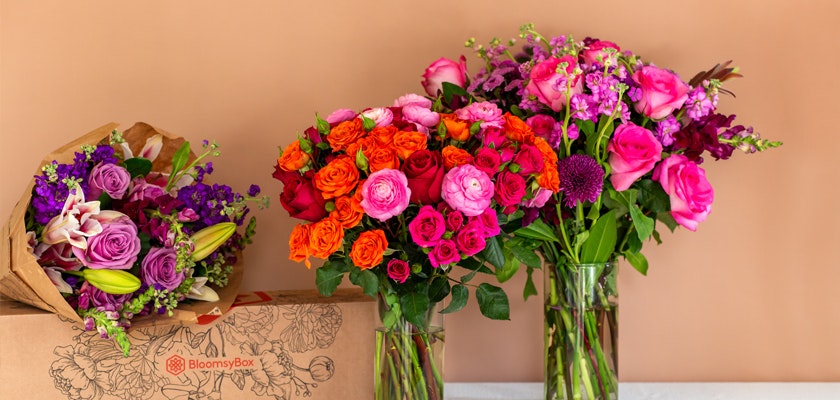 Vibrant floral arrangements featuring roses, lilies, and mixed blooms in elegant glass vases.