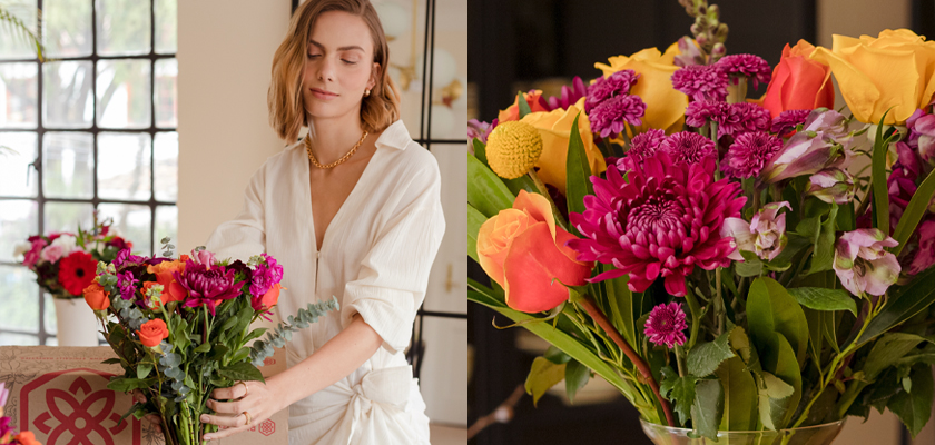 A vibrant floral arrangement with colorful roses and chrysanthemums, perfect for any celebration.
