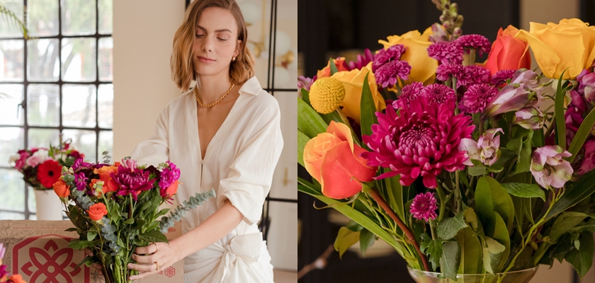 A vibrant floral arrangement with colorful roses and chrysanthemums, perfect for any celebration.