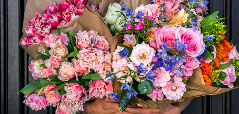 Vibrant floral bouquets featuring tulips, roses, and seasonal blooms, perfect for any celebration.