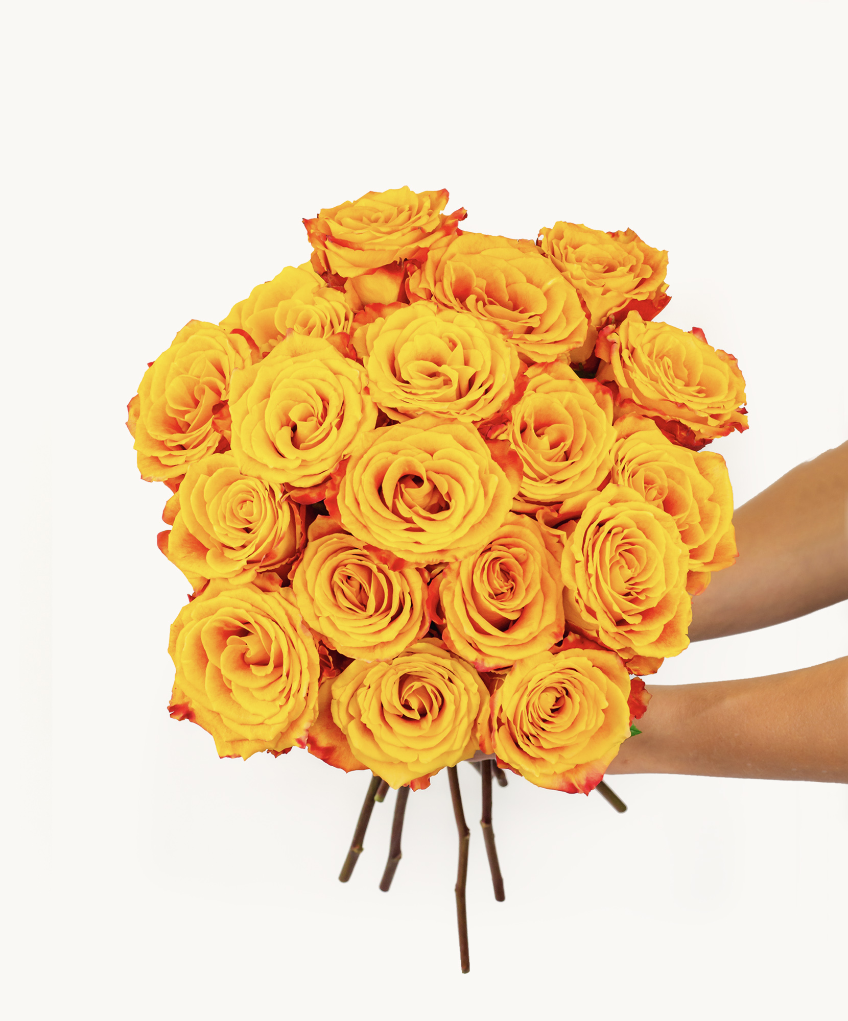 Vibrant bouquet of yellow and orange roses, perfect for brightening up any occasion.