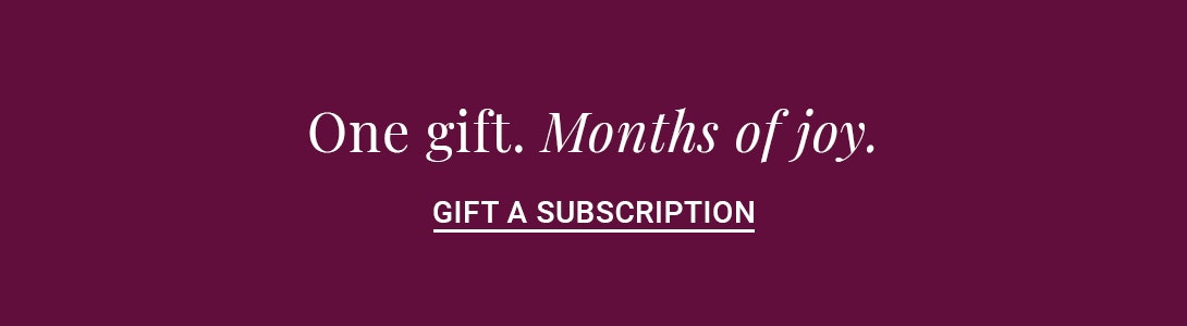 Elegant subscription banner inviting customers to gift months of joy.