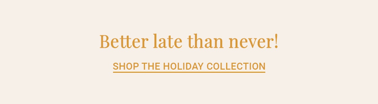Festive promotional banner encouraging shoppers to explore the holiday collection for seasonal gifts.