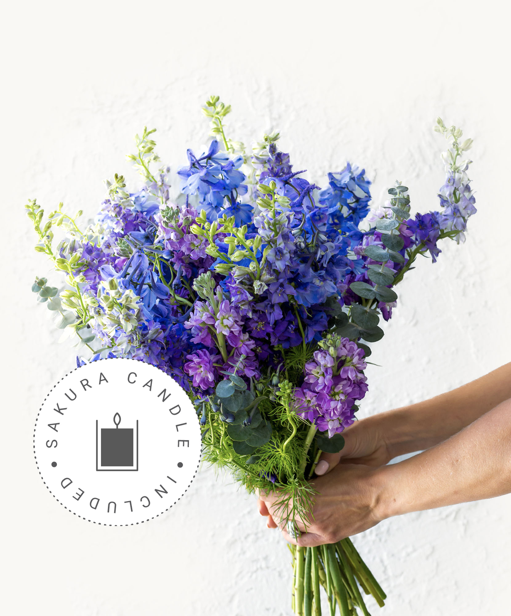 A vibrant bouquet of blue and purple flowers, perfect for decorating or gifting.