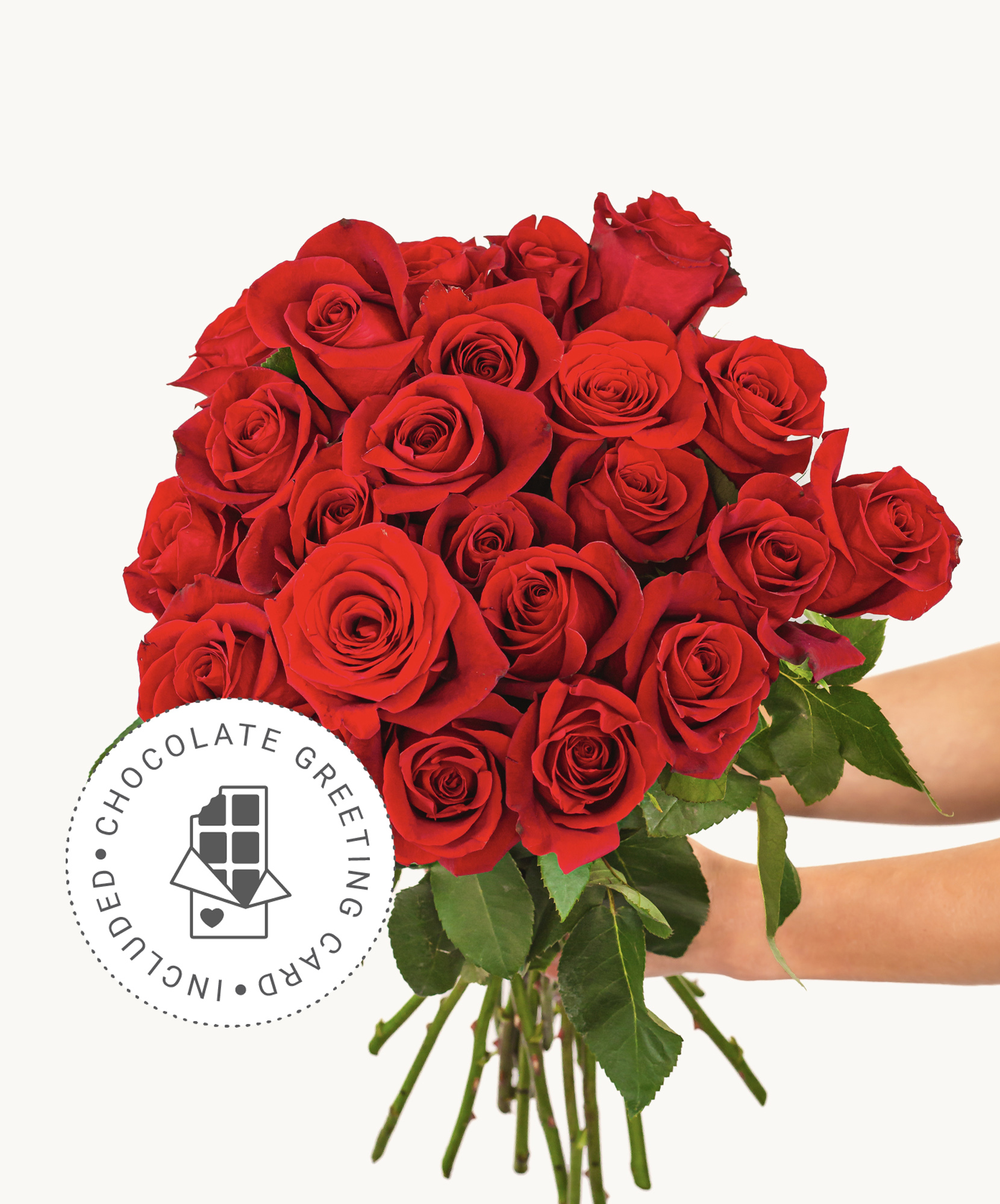 Vibrant bouquet of fresh red roses held gracefully, ideal for romantic gestures and celebrations.