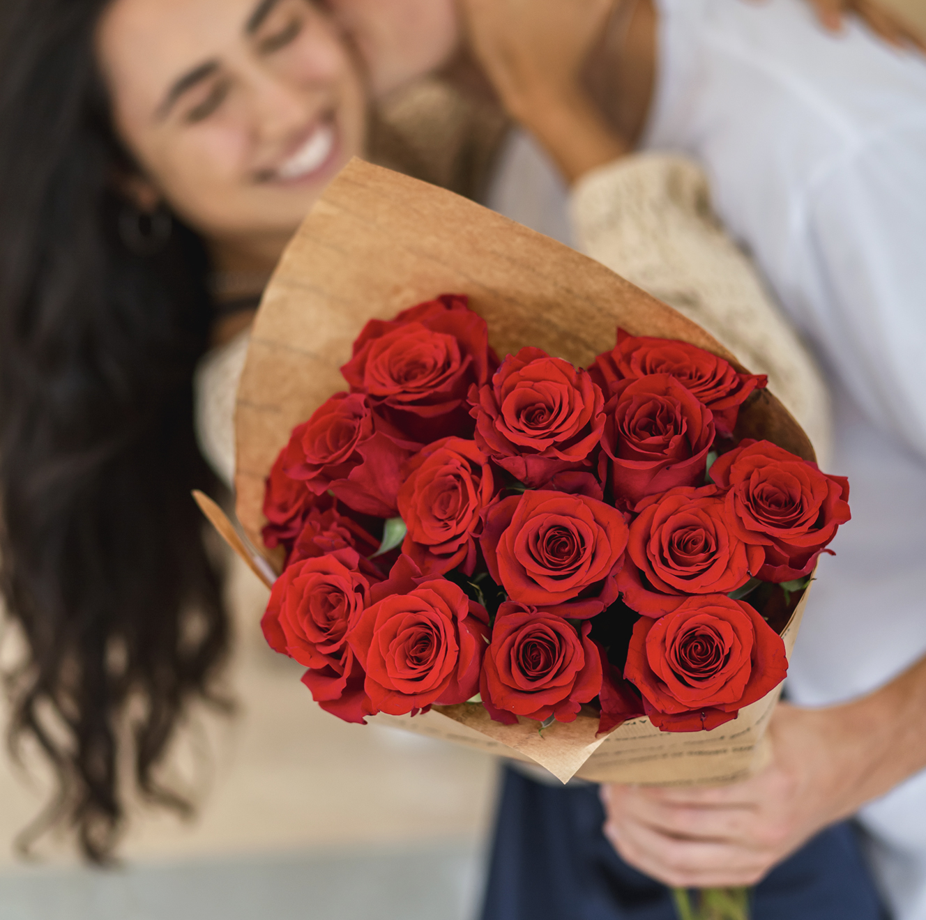 A vibrant bouquet of red roses, perfect for expressing love and affection on special occasions.