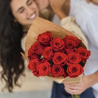 A vibrant bouquet of red roses, perfect for expressing love and affection on special occasions.