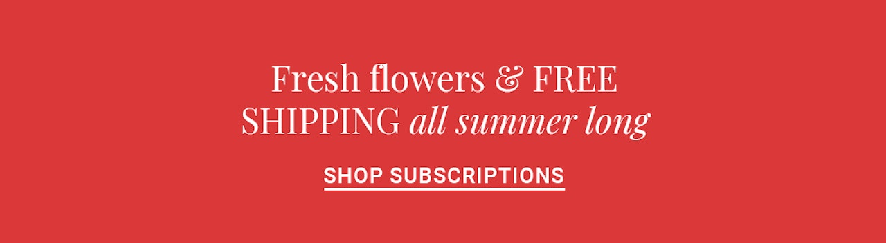 Promotional banner offering fresh flowers and free summer shipping with subscription options.
