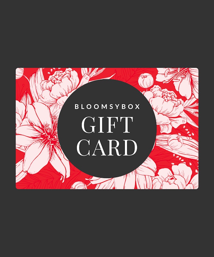 Elegant BloomsyBox gift card featuring floral designs, perfect for gift giving.
