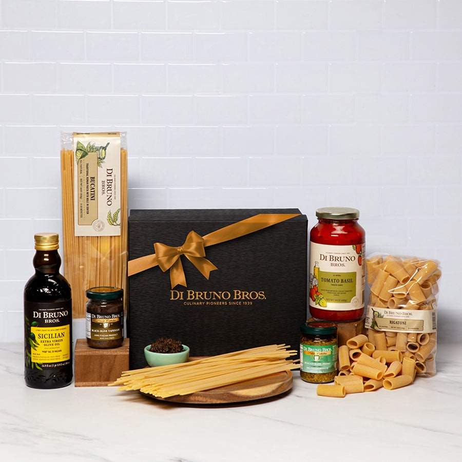 A gourmet pasta gift set featuring premium sauces, oils, and artisan pasta. Perfect for food lovers.