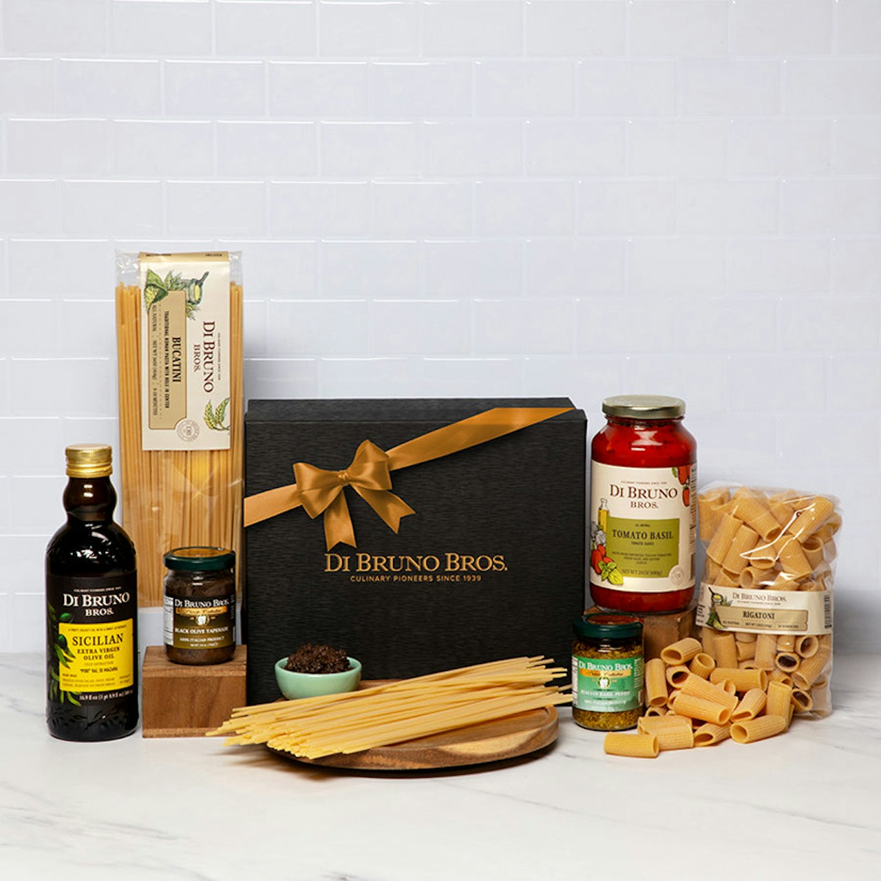 A gourmet pasta gift set featuring premium sauces, oils, and artisan pasta. Perfect for food lovers.