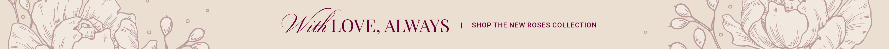 Elegant floral design banner with delicate leaves and sophisticated lettering, perfect for promotions.