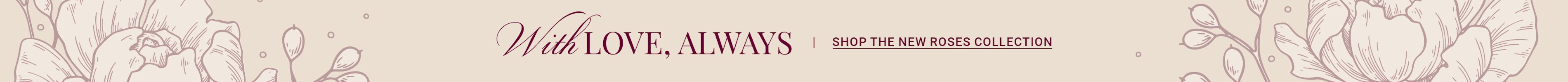 Elegant floral design banner with delicate leaves and sophisticated lettering, perfect for promotions.