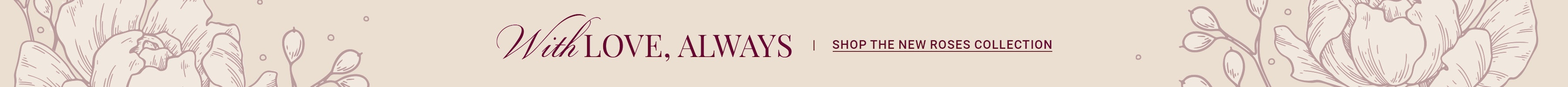 Elegant floral design banner with delicate leaves and sophisticated lettering, perfect for promotions.