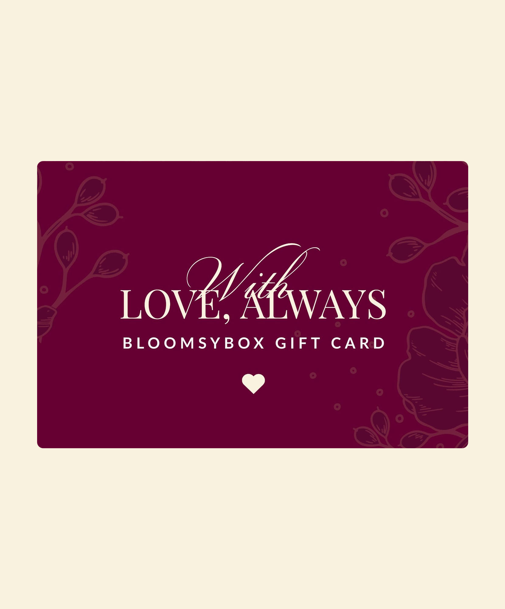 Elegant BloomsyBox gift card designed with a heartfelt message, perfect for gifting.
