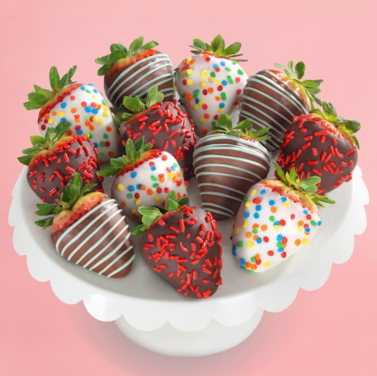 Deliciously decorated strawberries dipped in chocolate, perfect for celebrations.