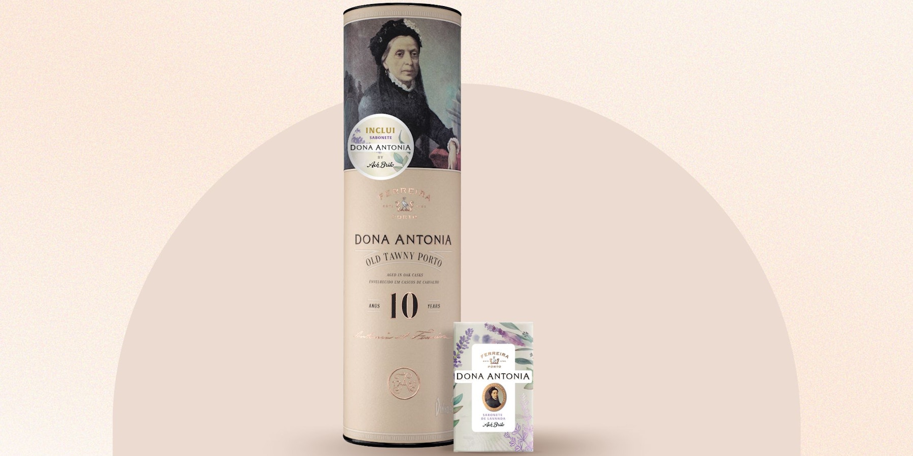 a bottle of Dona Antonia Tawny 10 Years and a lavender soap