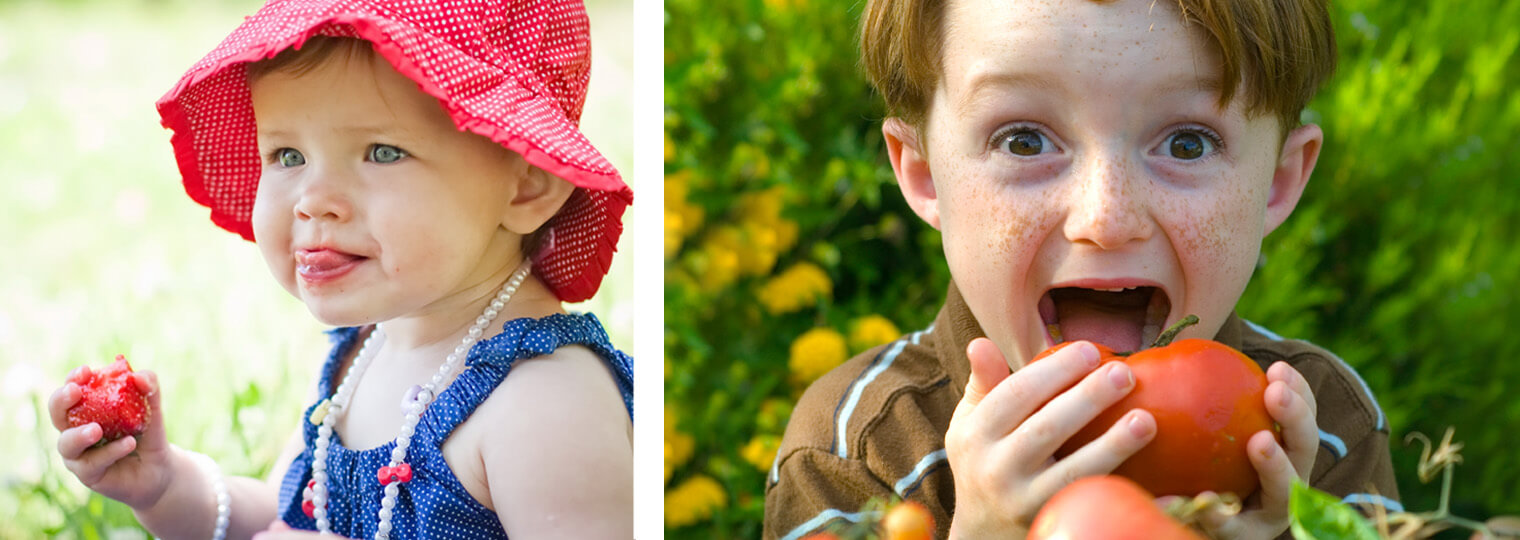 Kids eating fruits and veggies