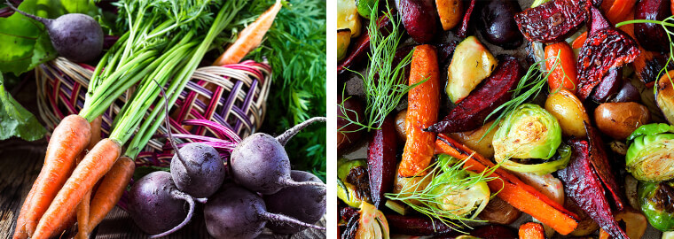 Assorted fresh and roasted vegetables