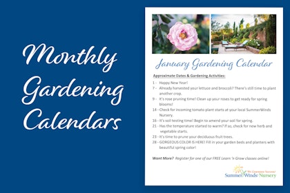 Monthly Gardening Calendars - with snapshot example of a list of items for January