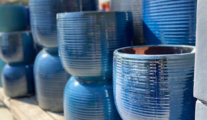 Large outdoor blue pottery