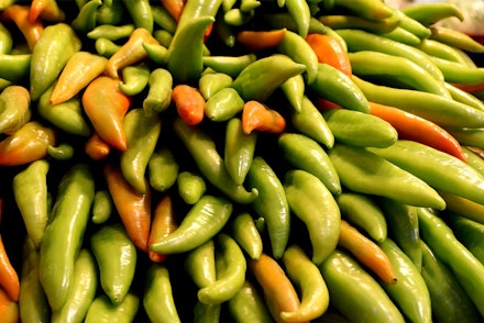 A bunch of Hungarian Wax Peppers - close up