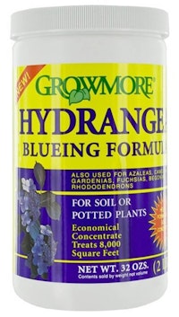 Bottle of Growmore Hydrangea blueing formula 32 oz.