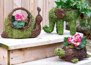 moss planters 3 different moss planters: snail, elephant and a turtle