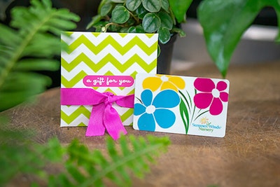 SummerWinds gift cards with gift envelop SummerWinds gift card and gift envelop on table surrounded by houseplants