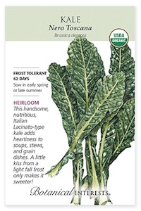 botanical interests kale nero toscana heirloom seed packet