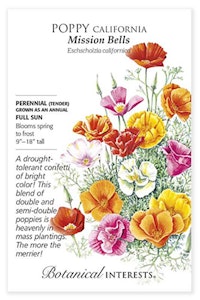 botanical interest mision bells poppy california seeds packet