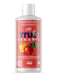 A bottle of True Organic Liquid Tomato & Vegetable Food - Organic Fertilizer