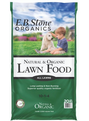 A bag of E.B. Stone Organics Natural & Organic Lawn Food - Fertilizer for all lawns