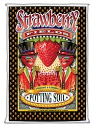 A bag of Strawberry Fields Potting Soil from FoxFarm