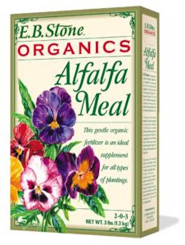 A box of E.B. Stone Organics Alfalfa Meal